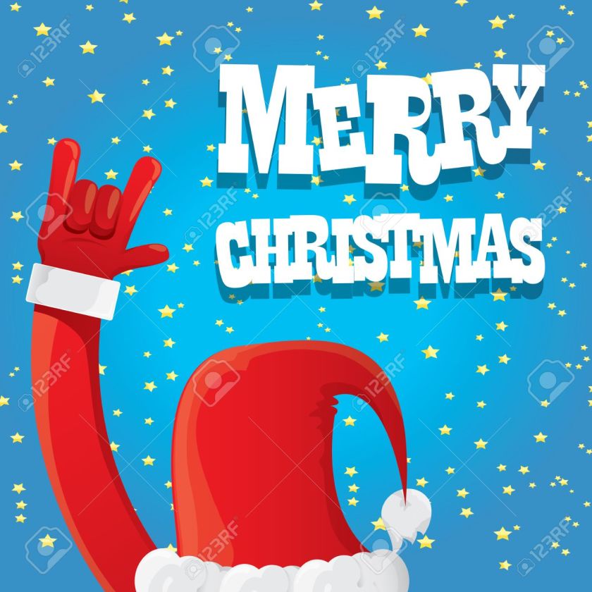 Santa Claus hand rock n roll vector illustration.